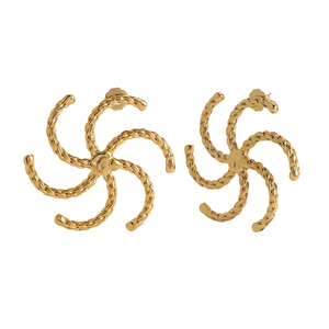 Pendientes de Espiral Chapados en Oro, Hechos a Mano con Acero Inoxidable, Joyería Moderna para Mujer para Aniversario - Product Image 4