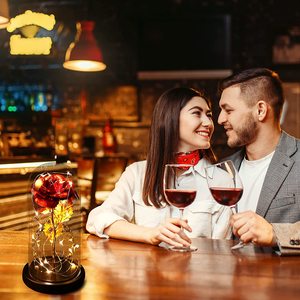 ของขวัญวาเลนไทน์ทรงโดมแก้วดอกกุหลาบประดิษฐ์ขนาดเล็กของขวัญสไตล์ธรรมชาติสัตว์ร้ายตลอดไปดอกกุหลาบที่เก็บรักษาไว้ - Product Image 5