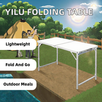 Table de pique-nique pliable Ming Chan, robuste, légère, en aluminium, rectangulaire, pour le camping en plein air, mobilier d'extérieur portable