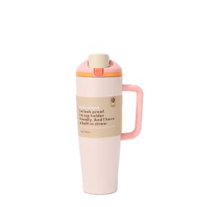 Gobelet isotherme à double paroi en acier inoxydable 40 oz avec logo personnalisé, poignée et couvercle Freesip pour les voyages - Product Image 3