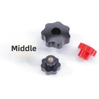 EFON Bouton de commande rotatif en bakélite, forme étoile à cinq branches ou fleur de prunier, avec tige filetée traversante, pour machine