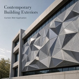 Panneaux de mur-rideau contemporains en aluminium perforé sur mesure pour immeuble de bureaux - Product Image 3
