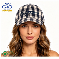 Gorra de Béisbol a Cuadros Suave para Mujer, Deportiva y de Moda, con Logotipo Bordado Personalizado y Correa Ajustable con Lazo para la Calle
