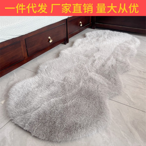 Alfombra de felpa irregular de color rojo vino con forma de alienígena, de fibra acrílica, para la sala de estar, dormitorio, decoración del hogar. - Product Image 5