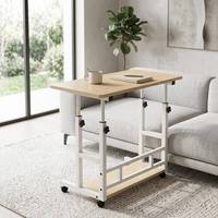 Table de lit mobile réglable en MDF avec étagères de rangement, bureau d'appoint moderne pour ordinateur portable, idéale pour petits espaces, dortoirs et études