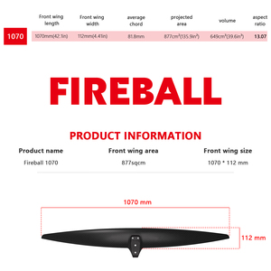 Alerón delantero Fireball 1070 de fibra de carbono para Wingfoil, SUP, pesca, Efoil, surf, kayak, kitesurf, foil para hydrofoil, surf y aletas. - Product Image 2