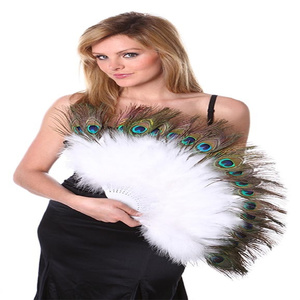 Abanico <span class=keywords><strong>de</strong></span> mano plegable <span class=keywords><strong>de</strong></span> plumas <span class=keywords><strong>de</strong></span> pavo real para mujer, accesorio para fiesta <span class=keywords><strong>de</strong></span> té, baile <span class=keywords><strong>de</strong></span> vacaciones, decoración nupcial para boda, venta al por mayor - Product Image 4