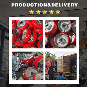 Chariot industriel robuste avec roues pivotantes en fonte de polyuréthane PU rouge, capacité 300kg, 400kg, 4, 5, 6, 8 tonnes, pour le transfert de charges lourdes - Product Image 5