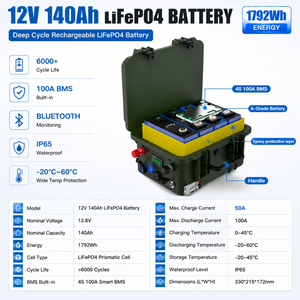 EU STOCK Portable Outdoor Camping Fishing Boat 12.8V 50Ah 80Ah <b>24V</b> 100Ah 200Ah Lithium <b>Battery</b> 1792Wh 12V 140Ah <b>Battery</b> - Product Image 2