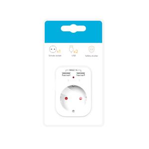 Enchufe de pared 1 toma + 2 puertos USB blanco, ideal para cargar dispositivos móviles y electrónicos en casa o la oficina. - Product Image 1