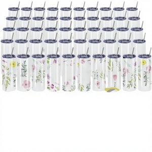 Wholesale Bulk Custom 20 Oz Straight Double Wall Tumblers Hot and Cold UV DTF Sublimation Skinny Mugs <b>with</b> <b>Straw</b> and Lid - Product Image 2