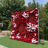Mur floral artificiel en soie avec roses, pivoines et hortensias pour décoration de cérémonie de mariage et de douche nuptiale