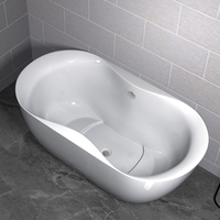 Baignoire ovale moderne de grande taille en acrylique autoportante avec fonction de trempage du siège 1900mm/2080mm