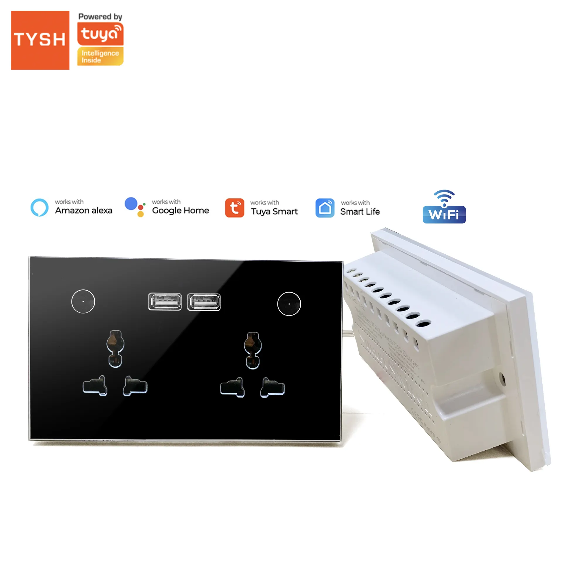 TYSH 16A Wifi Smart Plug Socket Outlet With USB Tuya Smart Life Alexa Voice Control Universal Electrical Power Socket