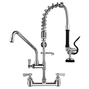 25&quot; Commercial Sink <strong>Faucet</strong> with <strong>Sprayer</strong>, 8&quot; Adjustable Center &amp; 12&quot; Add-on Swing Spout for Restaurant Industrial Kitchen - Product Image 1