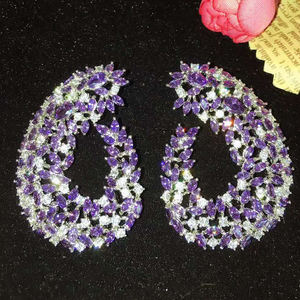 HIBRIDE Fashion multiwarna kubik zirkonia kait bunga anting kancing untuk wanita perhiasan pernikahan Brincos Boucle D'oreille E-868 - Product Image 3