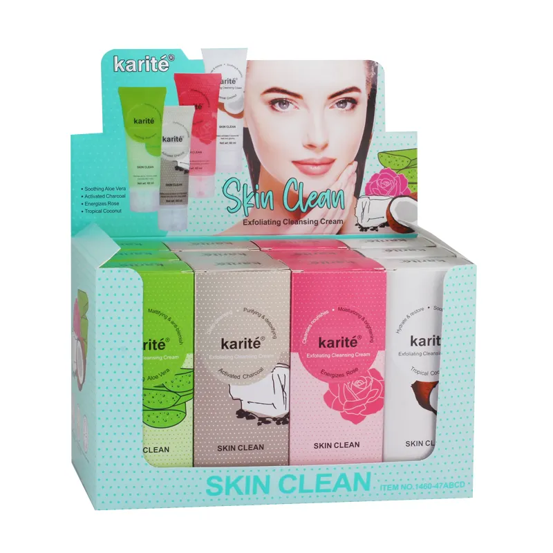 Karite 4 in 1 Skin Clean Aloe Vera Charcoal Rose Coconut Face Clean Nourishing Firming Whitening Cleansing Cream