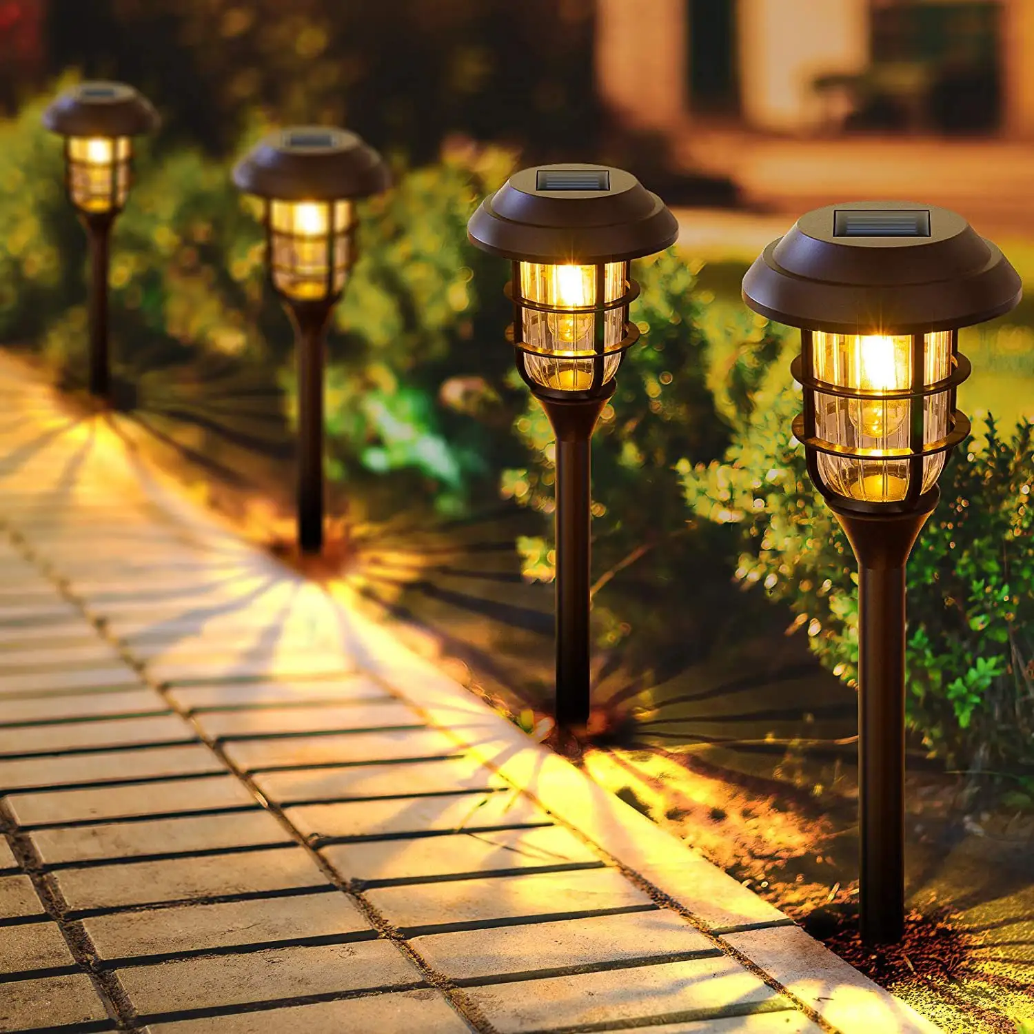 Güneş enerjili bahçe çim lambası kolay kurulum dayanıklı bahçe dekorasyonu su geçirmez siyah peyzaj ışığı açık LED ampul