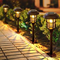 Lampes solaires de jardin faciles à installer, durables, pour la décoration de la cour, imperméables, noires, ampoules LED d'extérieur pour aménagement paysager, IP65