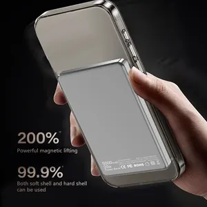 Portable Wireless Magnetic Charger 5000mAh Aluminum Alloy Back Clip Wireless Charging Power Bank Ultra-thin Battery Pack