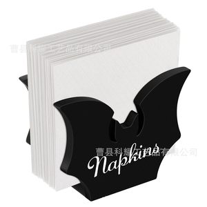 Porta Servilletas de Madera con Forma de Murciélago para Halloween, Organizador de Servilletas de Estilo Gótico Negro, Tamaño Personalizable - Product Image 1