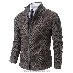 Chaqueta <span class=keywords><strong>Cárdigan</strong></span> de Punto Grueso Informal con <span class=keywords><strong>Cuello</strong></span> Alto y Cremallera para Otoño/Invierno, Fabricante OEM - Product Image 3