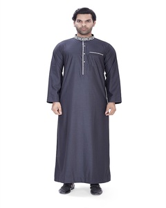 Túnica Árabe Bordada Estilo Saudí, Túnica de Poliéster y Viscosa, Túnica Transpirable de Manga Larga para Hombre - Product Image 3