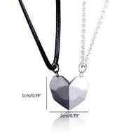 Collier magnétique en forme de cœur pour couple - Pendentif cœur géométrique séparé pour bijoux de paire d'amoureux