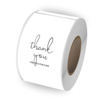 Autocollant transparent carré pour emballage cadeau, décoration pour scellage de boîte d'avion, rouleau d'autocollants de remerciement avec impression offset