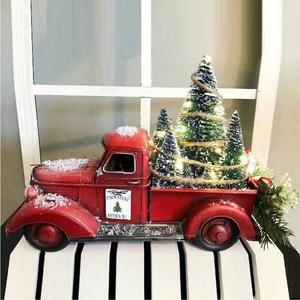Red Farm Truck Christmas <b>Tree</b> Resin Ornament Lighted Hanging Decor For Holiday Display - Product Image 2