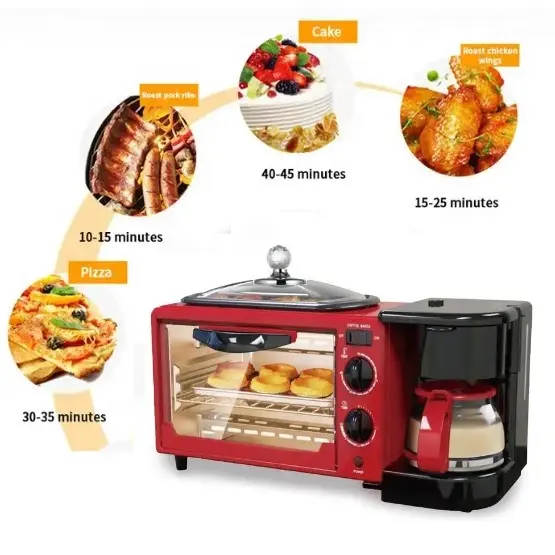 Nieuwe Fabriek Direct Multifunctionele 3 In 1 Ontbijtmaker Set Automatische Broodbroodrooster Bakoven Eiercake Maker