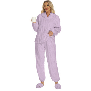Carino da <span class=keywords><strong>donna</strong></span> rosa Jacquard <span class=keywords><strong>pigiama</strong></span> Set quadrato cuore <span class=keywords><strong>morbido</strong></span> Shu velluto Set orecchie con cappuccio elastico in vita da casa per l'inverno - Product Image 5