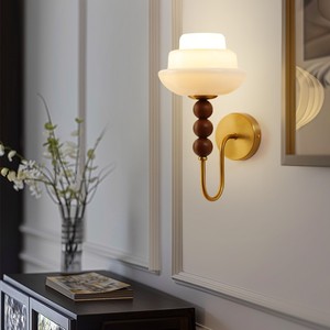 Lámpara de pared de tela de estilo retro, fuente de luz LED, base de bombilla E26, control de interruptor para dormitorio, sala de estar - Product Image 3