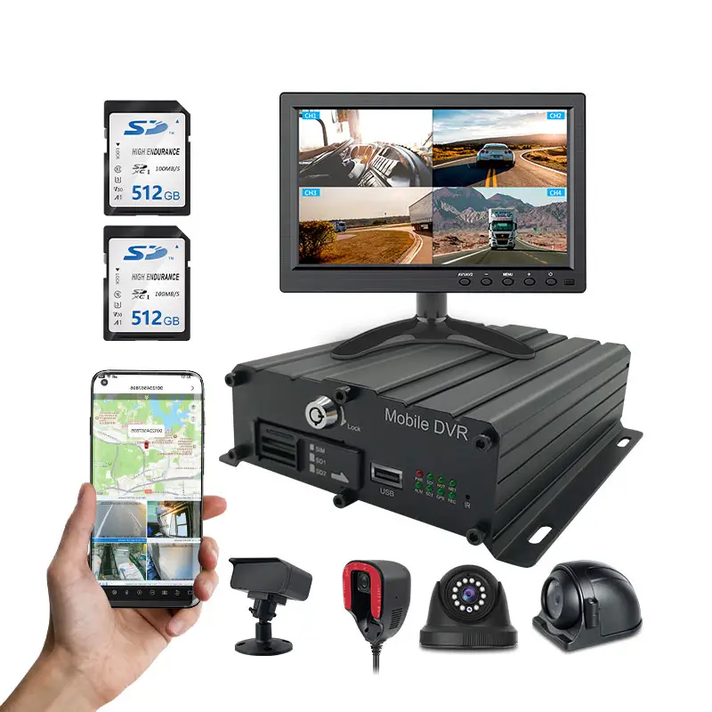 Sistema di gestione della flotta professionale 4G Wifi Cmsv6 Mobile Dvr 4G Truck Mdvr 4 canali