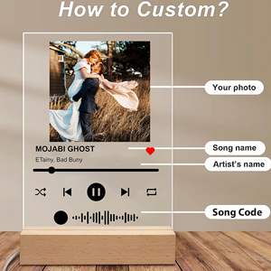 Placa Acrílica Personalizada con <span class=keywords><strong>Foto</strong></span> y Código de Canción, Álbum de Fotos de Boda, Soporte Acrílico para Fotos, Placa Musical con Base LED para Aniversario - Product Image 5