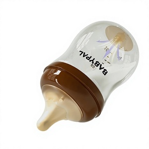 Biberon à large ouverture pour nouveau-né, en verre cristal véritable avec tétine en silicone, modèle BABYPAL Logo One Hundred Eighty-Seven - Product Image 1