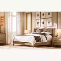 OAKEN Ensemble de chambre à coucher personnalisable de style américain moderne en bois de chêne, comprenant lit King/Queen, table de chevet et commode
