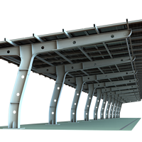 Système de montage de panneaux solaires pour carport en structure acier robuste BIPV, traitement de surface HDG, durée de vie >25 ans pour l'extérieur