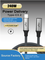 Cable de Datos USB-C 3.2 Gen 2 de C a C Macho a Hembra Just Link de 240W 48V 5A para Carga Rápida de Dispositivos con Interfaz Tipo-C