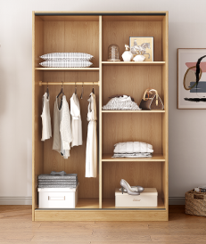 Modern White <b>Sliding</b> <b>Door</b> Wardrobe With Wooden Frame Freestanding Bedroom Storage <b>Cabinet</b> Minimalist Design - Product Image 2