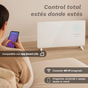 Calentador Eléctrico Grunkel Crystaltek 2000 de 2000W con Termostato Inteligente WiFi y Panel de Calefacción Programable - Product Image 3