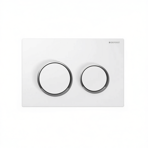 Plaque de commande à 2 boutons Omega 20, anneaux chromés noirs, boutons poussoirs pour toilettes - Product Image 2