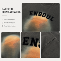 T-shirt Homme Oversize Gris Délavé Effet Acide Personnalisé avec Impression Numérique Dégradée Avant et Arrière – Style Streetwear Décontracté