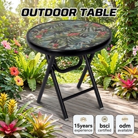 Table basse ronde pliable d'extérieur en verre, moderne, durable, écologique, pour salon et salle à manger