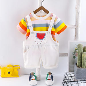 Nuevos Trajes de Verano a Rayas Personalizados Coreanos de Primera Calidad, Hermosos Trajes de Algodón de Diseñador para Niñas - Product Image 1