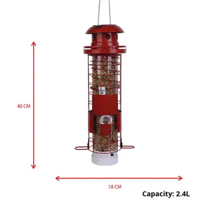 مصباح شمسي خارجي جديد للحدائق والساحات، مصنوع من المعدن والبلاستيك، على شكل أسطوانة، مضاد للسناجب، مغذي للطيور قابل للتخصيص - Product Image 2