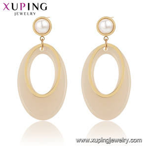E-1044 Xuping-pendientes acrílicos con agujero ovalado, joyería de moda, diseño de 14k, color dorado - Product Image 3