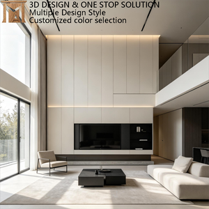 Mobile TV Modulare di Lusso Moderno con Armadietti a Parete e Illuminazione LED Integrata per Soggiorno con Soffitto Alto - Product Image 1
