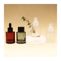 Flacon compte-gouttes en verre transparent à épaule plate rond, 30ml, 50ml, 100ml, pour huile capillaire et sérum cosmétique, avec logo personnalisé