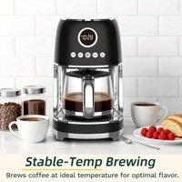 Cafetera Eléctrica Nueva de Acero Inoxidable de 10 Tazas con Ajustes Programables, Diseño Retro, Función de Pausa y Mantenimiento de Calor